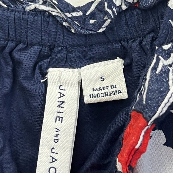 Janie and Jack Puff Sleeve Floral Dress Size 5 Blue Red White - Picture 3 of 5